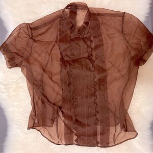 Vintage European sheer crop blouse